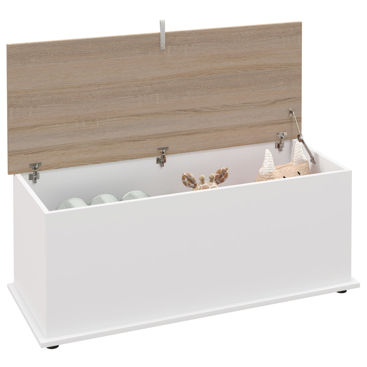 Baú de Armazenamento de Madeira Banco de Armazenamento para Dormitório Sala de Estar 100x40x40 cm Branco e Madeira — foto 1