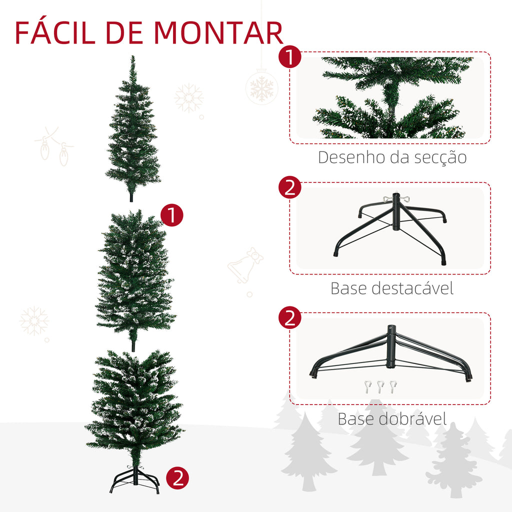 Árvore de Natal Artificial Altura 190 cm com 570 Ramos de PVC Ignífugos Base Dobrável e Suporte Metálico Decoração de Natal para Interiores Ø53x190 cm Verde — foto 6
