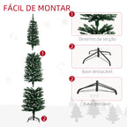 Árvore de Natal Artificial Altura 190 cm com 570 Ramos de PVC Ignífugos Base Dobrável e Suporte Metálico Decoração de Natal para Interiores Ø53x190 cm Verde — foto 6