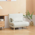 Poltrona 3 em 1 Sofá Cama Individual Dobrável com Encosto Ajustável em 6 Posições e Almofada para Sala de Estar Dormitório Escritório Carga 350 kg 94x78x80 cm Bege Claro — foto 2