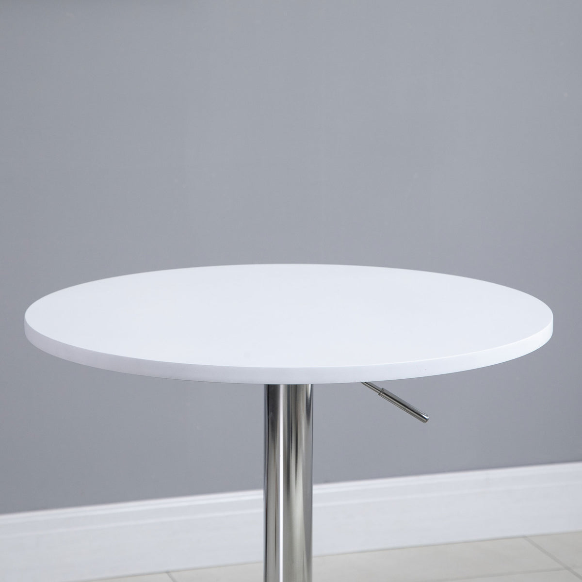 Mesa de bar ajustável em altura com base redonda e antideslizante para cozinha sala de jantar Ø60x69-93 cm Branco — foto 8