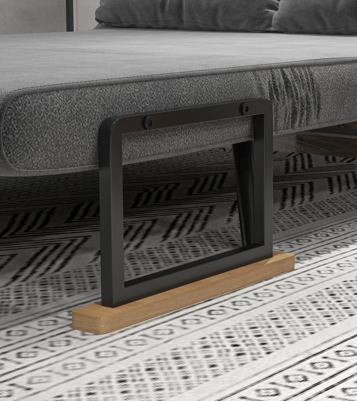Sofá Cama Sofá Convertível em Cama de 2 Lugares Dobrável com Encosto Ajustável em 5 Níveis e 2 Almofadas Acolchoadas para Escritório Dormitório Sala de Estar 102x73x81 cm Cinza - Modelo 1 — foto 7
