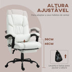 Cadeira de Escritório com Massagem de 6 Pontos Cadeira Giratória com Encosto Alto Reclinável Altura Ajustável Apoio para Pés e Controlo Remoto 66x75x112-122 cm Branco — foto 4
