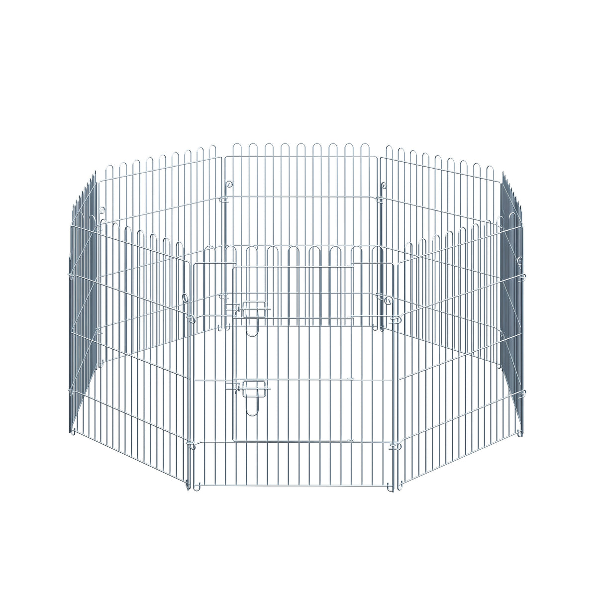 Parque para Animais de Estimação com 8 Paineis 63x76cm Cerca para Animais de Estimação com Porta com Trava para Jardim Pátio Exterior Prata — foto 1