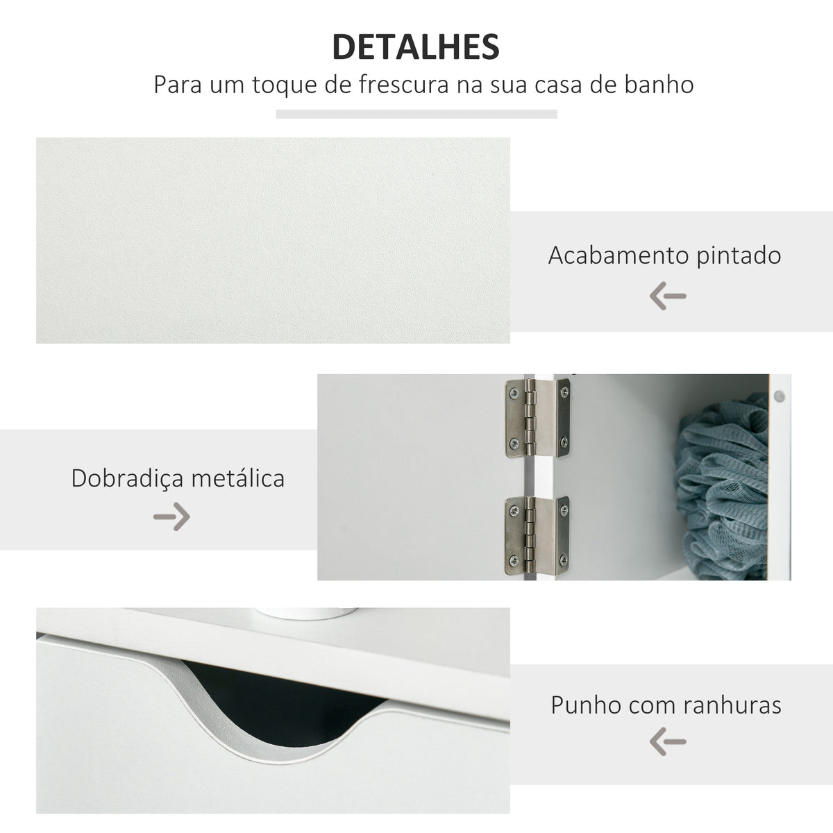 Coluna Casa de Banho com 2 Portas e 2 Prateleiras Abertas Armário Alto para Casa de Banho Sala de Estar Dormitório Estilo Moderno 15,2x29,8x118cm Branco — foto 5