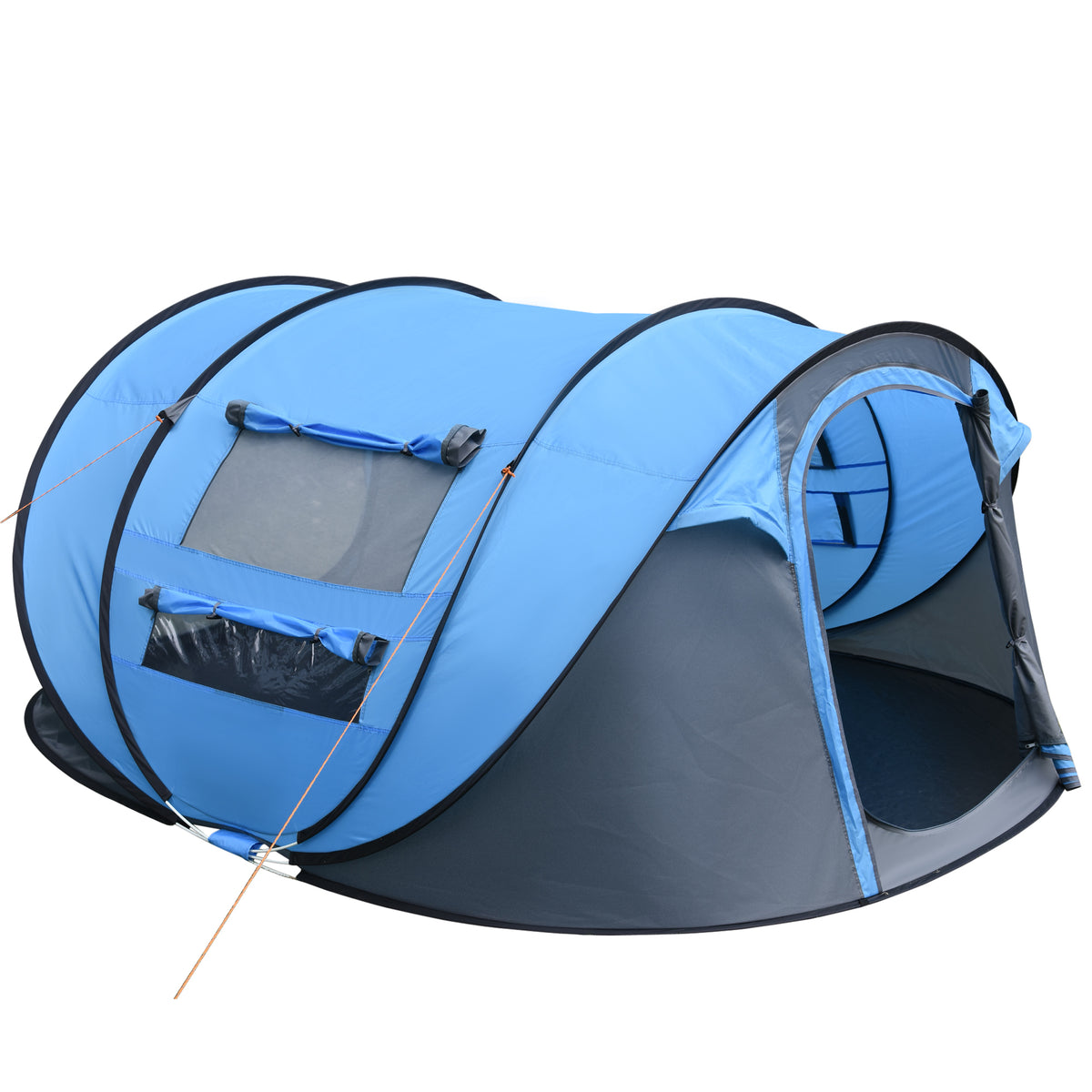 Tenda de Campismo Pop-up para 2-3 Pessoas Tenda de Campismo Instantânea com Janelas Bolsos e Bolsa de Transporte Impermeável Anti-UV 263,5x220x123 cm Azul — foto 1