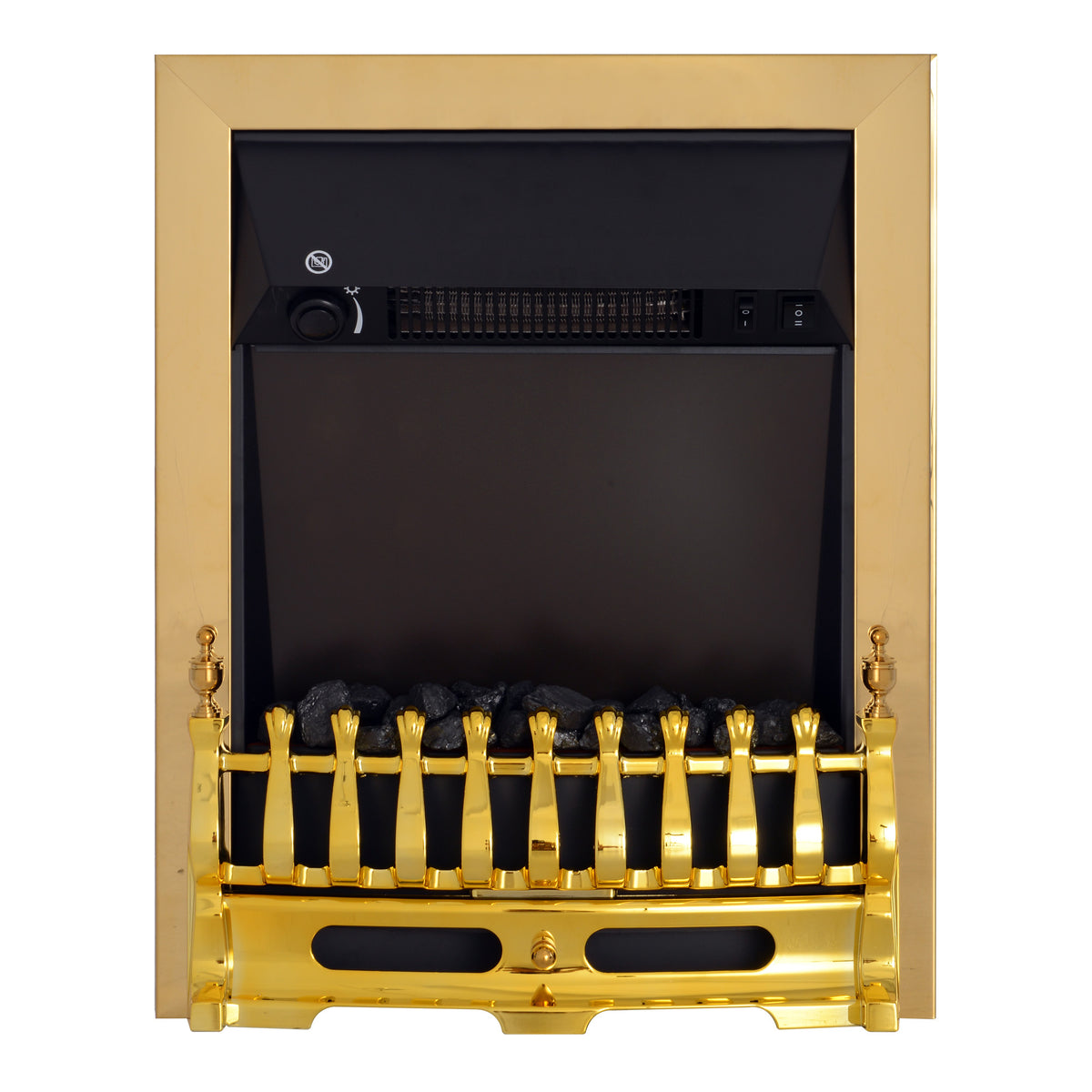 Lareira Elétrica Efeito de Chama Termóstato 1000W/2000W Preto e Dourado 48,2x18,5x59,2 cm — foto 1