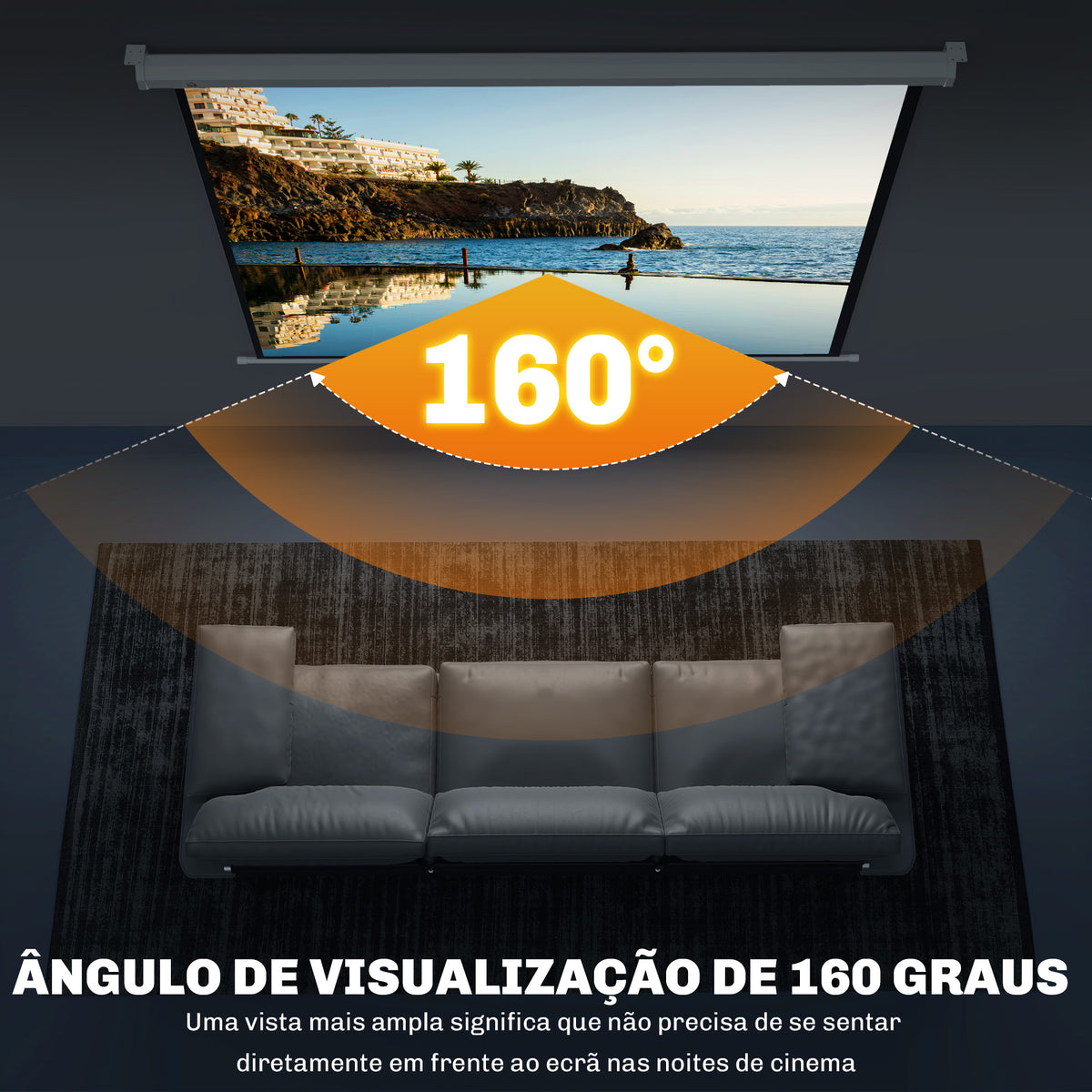 Ecrã de Projeção Manual 84 Polegadas Tela de Projeção Portátil Formato 4:3 Ângulo de Visão de 160° para Interior e Exterior Cinema em Casa 165x124 cm Branco — foto 5