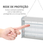Lâmpada Anti-mosquito Elétrica com Luz Ultravioleta 20W com 2 Tubos LED Área de Ação 60m² 39x7.5x26.5 cm Branco — foto 7