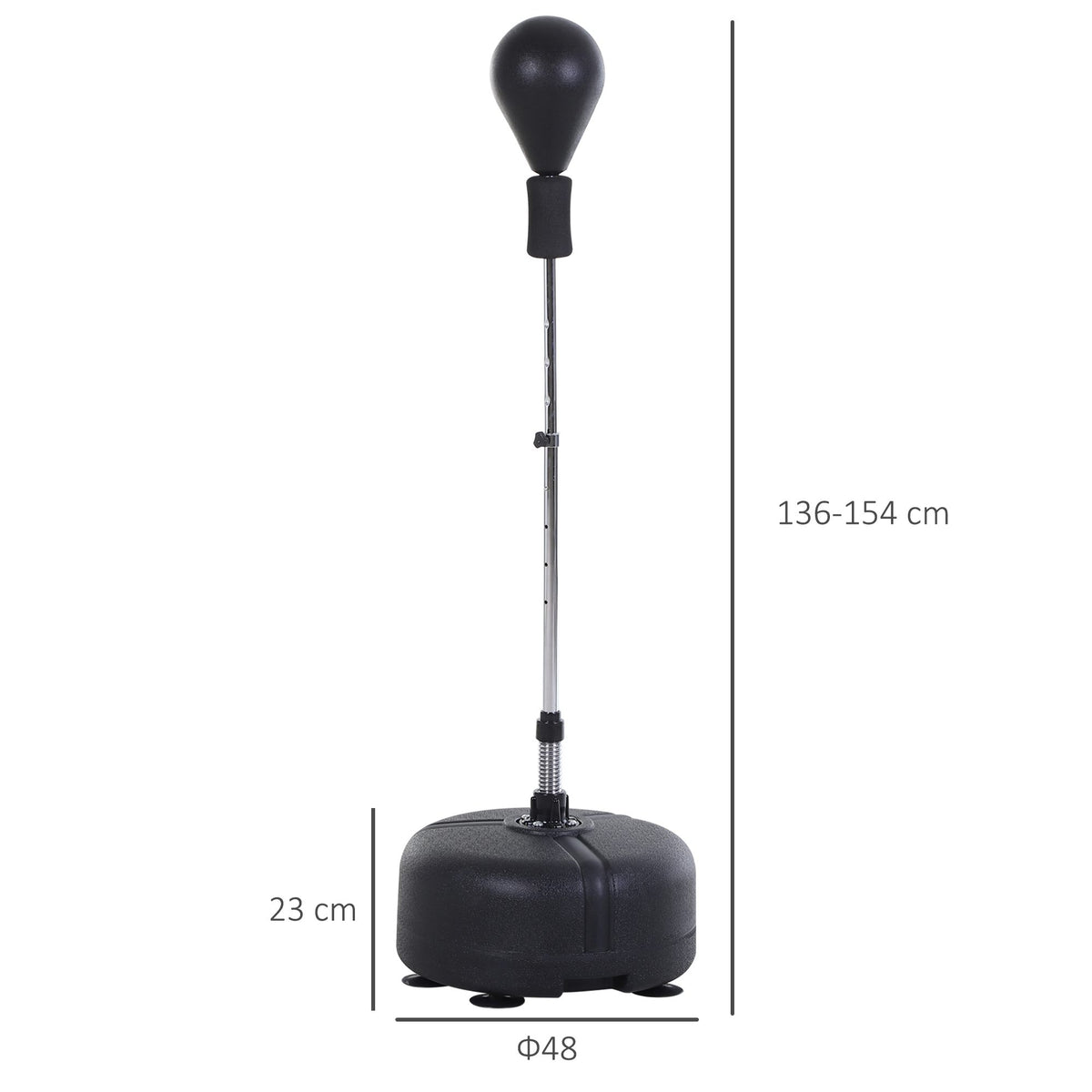 Punching Ball Ajustável em Altura com Base Recarregável Punching Ball de Boxe com Suporte e Luvas para Adultos e Adolescentes Ø48x136-154 cm Preto — foto 3