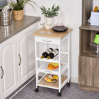 Carrinho de cozinha Carrinho de serviço de 4 níveis com rodas giratórias Gaveta Prateleiras Garrafeira Armazenamento De Cozinha Sala de estar Sala de jantar 37x37x76 cm Branco — foto 2
