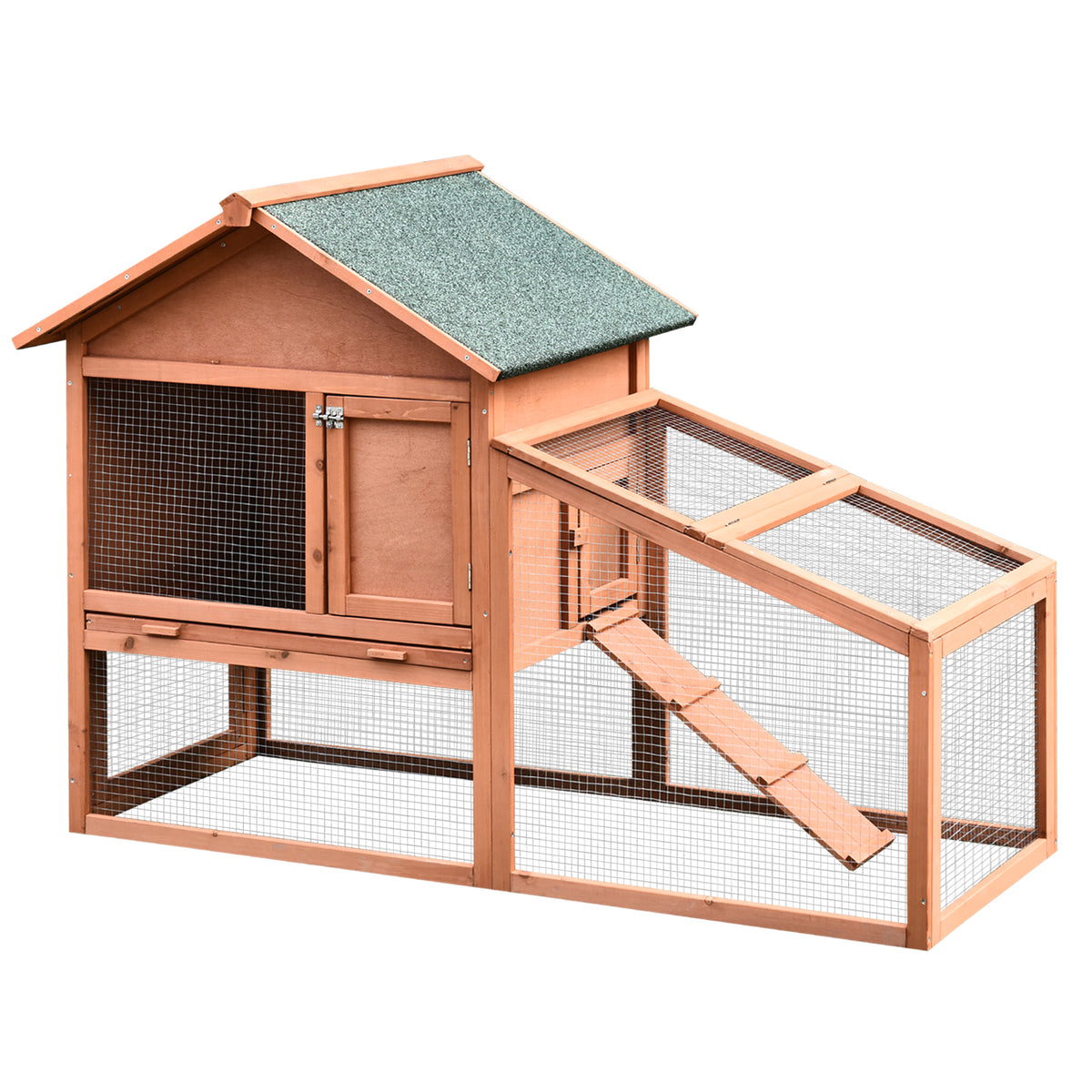 Casa para Coelhos de Madeira Coelheira para Exterior Teto de Tela de Asfáltica 144x64,5x100 cm Madeira — foto 1