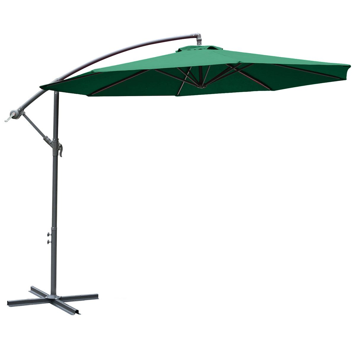 Chapéu de Sol de Jardim Inclinável Chapéu de Sol Excêntrico a Manivela Φ300x260cm Verde — foto 1