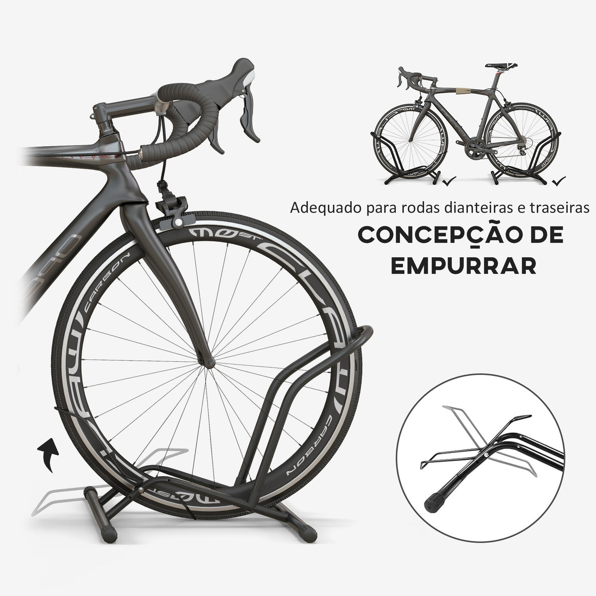 Estacionamento para Bicicletas Suporte para Bicicletas de Aço Estacionamento de Bicicletas de Chão Portátil para Interior e Exterior 59x41x38 cm Preto — foto 4