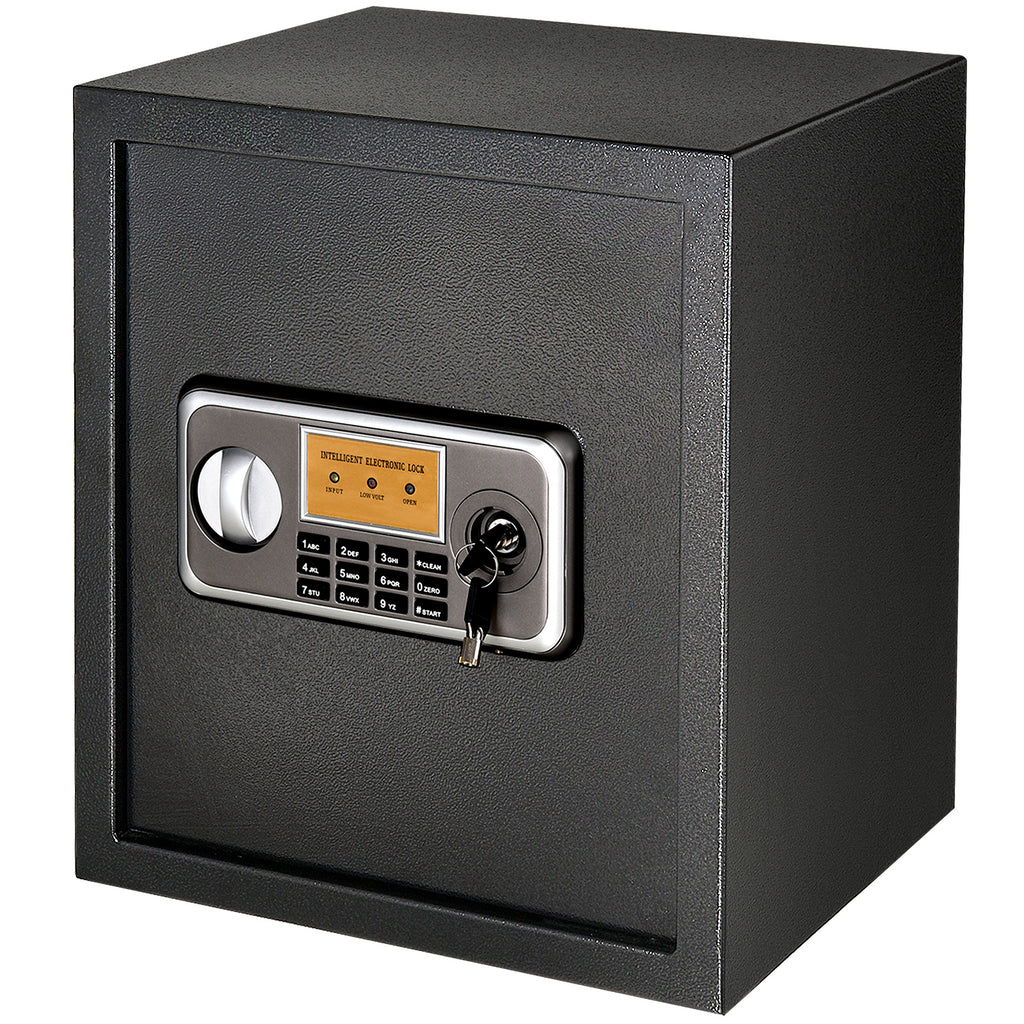 Cofre eletrônico sólido Caixa de segurança com chave 2 Códigos para casa Escritório Capacidade 32L Aço 35x30x39,3 cm Pret — foto 1