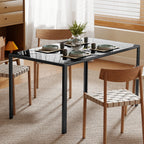 Mesa de Refeição de Vidro Mesa Retangular para 6 Pessoas com Pés de Metal Multifuncional para Cozinha ou Sala 140x80x75 cm Preto — foto 6