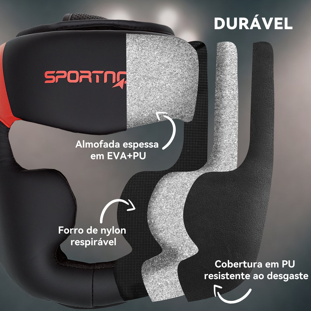 Capacete de Boxe Capacete MMA com Correia Ajustável Protetor de Cabeça para Grappling Sparring Artes Marciais Karate Tamanho L Vermelho e Preto — foto 7