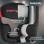 Capacete de Boxe Capacete MMA com Correia Ajustável Protetor de Cabeça para Grappling Sparring Artes Marciais Karate Tamanho L Vermelho e Preto — foto 7