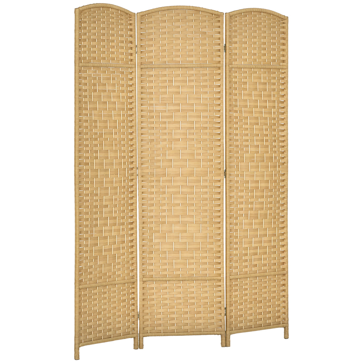 Biombo Dobrável de 3 Painéis Divisor de Ambientes 135x180 cm Ecrã de Privacidade de Polipropileno para Escritório Quarto Madeira — foto 1