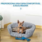 Cama para Cães de Vime Cama de Vime para Gatos Cães com Almofada Lavável 57x46x17,5cm Cinza — foto 7