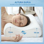 Almofada Cervical e de Pescoço de Espuma Viscoelástica Almofada com Desenho Ergonómico Dupla Altura Capa Removível e Lavável para Suporte de Pescoço Dormir de Lado e de Costas — foto 6
