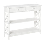 Mesa de console para Corredor com 2 gavetas e 2 prateleiras inferiores Móveis modernos Base elevada anti-inclinação 100x30.5x80 cm Branco — foto 1