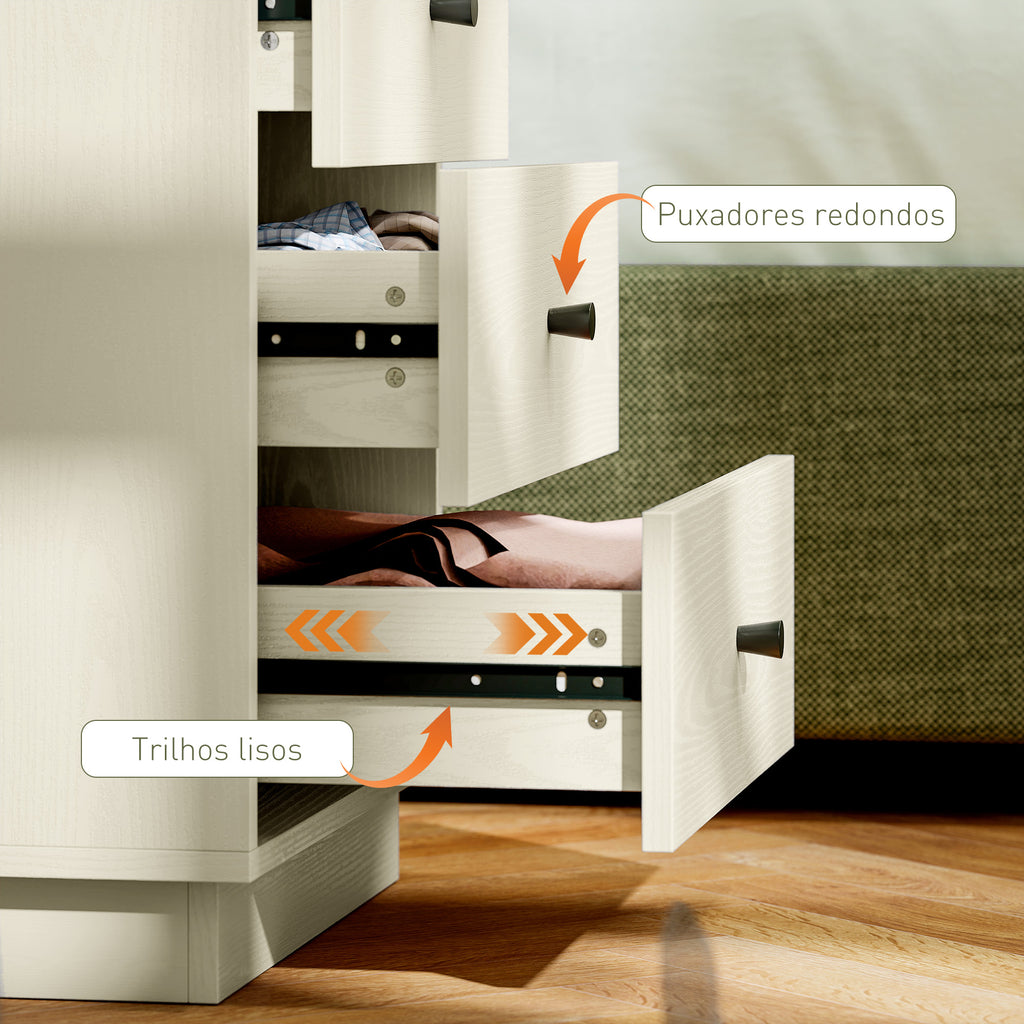 Cómoda de 4 Gavetas Cómoda para Dormitório Moderna Cómoda Estreita para Sala de Estar Corredor 47x29x75 cm Branco — foto 6