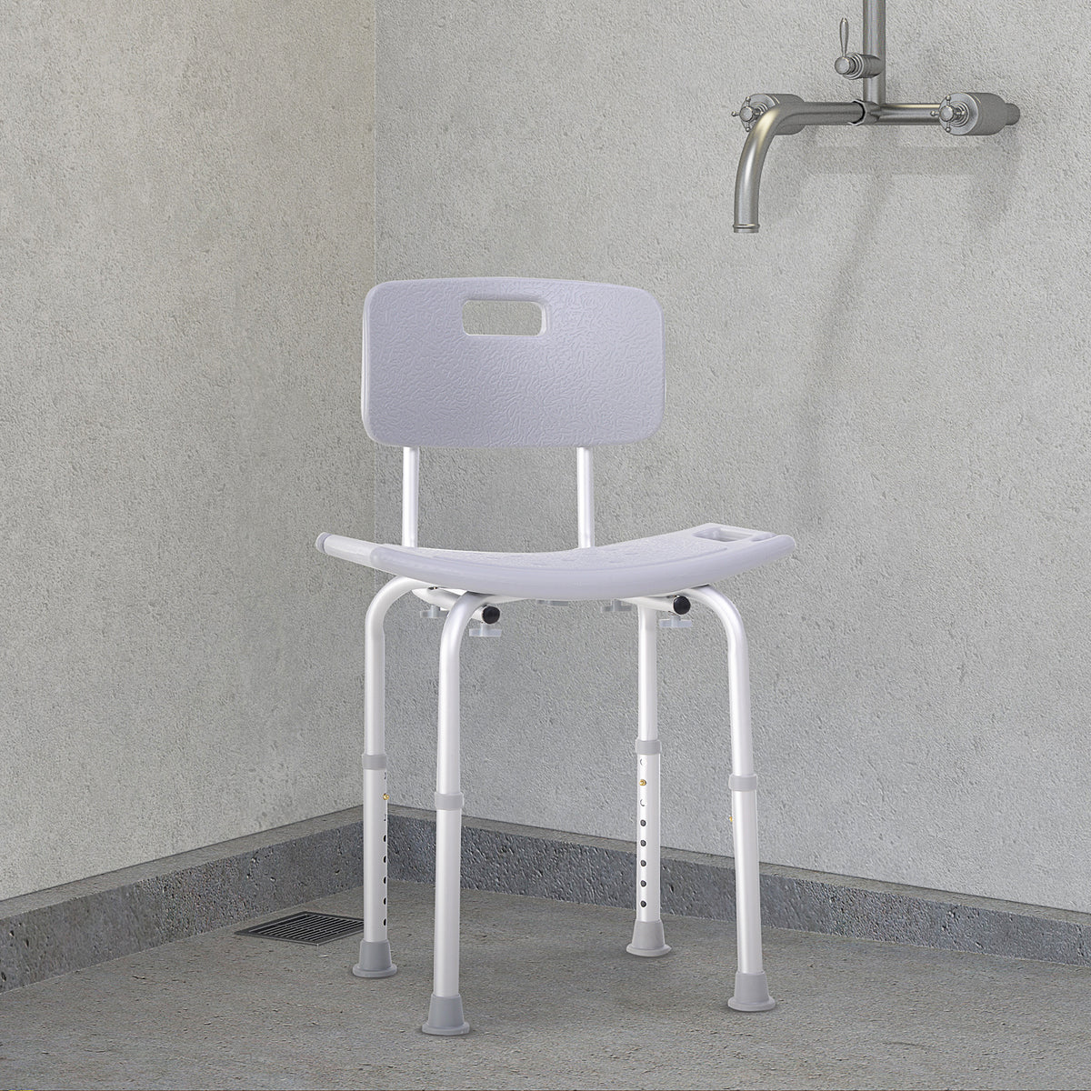 Cadeira para Duche Antiderrapante com Altura Ajustável em 8 Níveis Cadeira de Banho 50,6x43x71-88 cm Cinza — foto 2