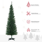 Árvore de Natal Artificial 180cm Ignífugo com 390 Pontas de Ramo PVC e Suporte de Plástico Decoração de Natal para Interiores Fácil de Montar Verde — foto 4