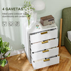 Cómoda com 4 Gavetas Cómoda de Dormitório Moderna com Desenho Ondulado Anti-Tombo Cómoda para Sala de Estar Corredor 60x40x90 cm Branco — foto 4