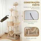 Arranhador para Gatos Grande Altura 173 cm Arranhador para Gatos Torre para Gatos com Plataformas Caverna Bolas Suspensa e Rede Bege — foto 5