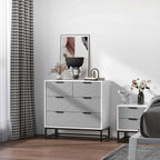 Cômoda de cabeceira com 4 gavetas com base elevada e desenho anti derrapante 80x40x79 cm Branco Cinzento e Preto — foto 2
