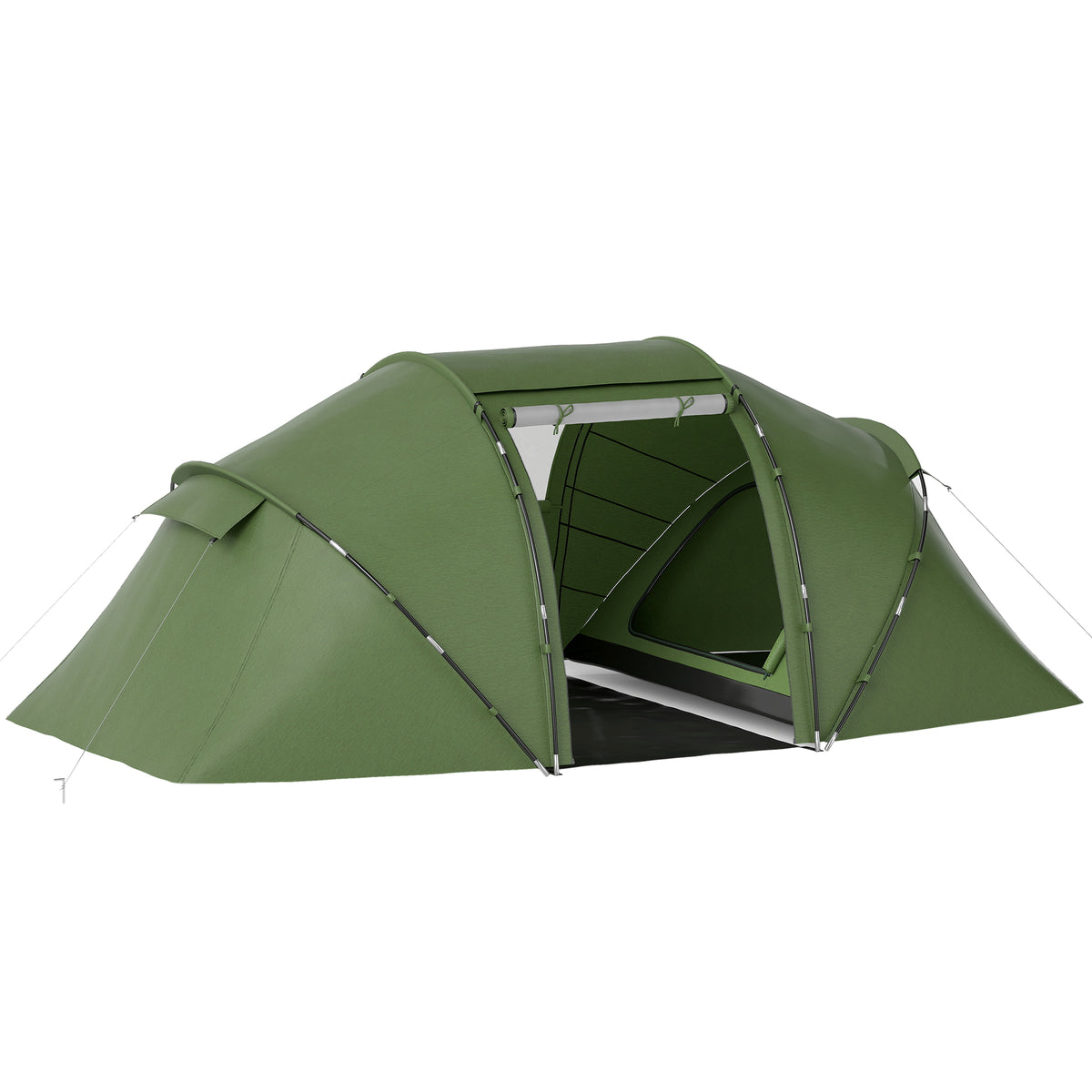Tenda de Campismo Familiar para 4 Pessoas Tenda de Campismo Dobrável com Bolsa de Transporte Impermeável para Praia Parque 430x240x170 cm Verde — foto 1