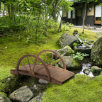 Ponte de Madeira para Jardim Ponte Decorativa com Capacidade Máxima de 150 kg com Corrimão em Forma de Meia Roda 100x50x37 cm Marrom — foto 2