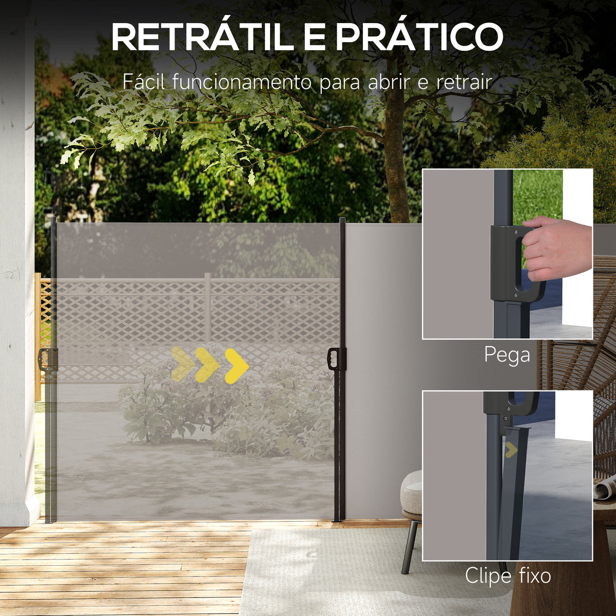 Toldo Lateral Retrátil Toldo Enrolável de Privacidade e Proteção Solar para Jardim Varanda 300x140 cm Cinza Claro — foto 5