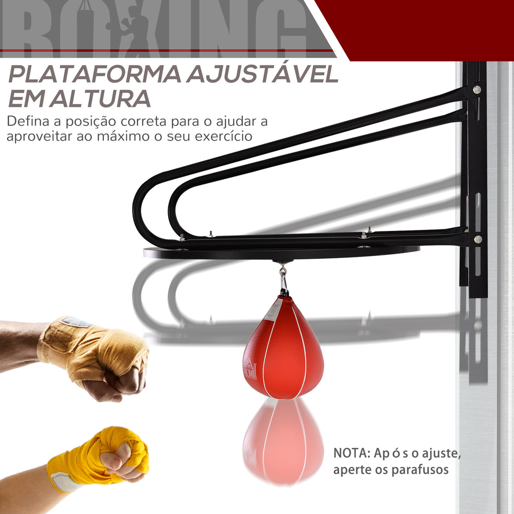 Pera de Boxe com Suporte de Parede Punching Ball para Boxe com Plataforma Ajustável em Altura Suporte Giratório e Insuflador 60x73x80 cm Vermelho e Preto — foto 6