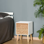 Mesa de Cabeceira com 2 Gavetas Mesa de Cabeceira com Espaço de Armazenamento para Dormitório 40x30x55,5 cm Branco e Madeira — foto 6