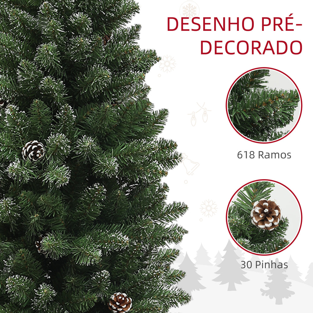 Árvore de Natal 180 cm Árvore de Natal Artificial com 618 Ramos e Suporte de Metal Árvore de Natal para Sala de Estar Interior Verde — foto 5