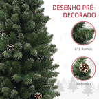 Árvore de Natal 180 cm Árvore de Natal Artificial com 618 Ramos e Suporte de Metal Árvore de Natal para Sala de Estar Interior Verde — foto 5