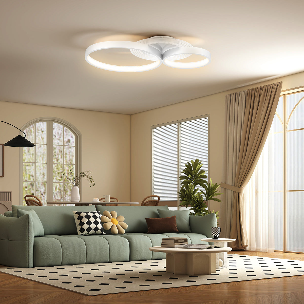 Candeeiro de Teto LED 40W Candeeiro Moderno com Iluminação LED 3000K/4000K/6500K para Quarto Sala Cozinha Sala de Jantar 59x38x7,4 cm Branco — foto 2