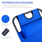 Espreguiçadeira Reclinável com Almofada para a Cabeça Espreguiçadeira Dobrável e Portátil para Praia Campismo 118x60x80cm Azul — foto 6