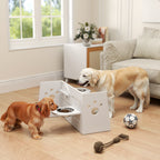Comedouro para Cães Elevado Comedouro para Animais com 3 Alturas 2 Tigelas 2x1L e Sistema de Alimentação Lenta para Cães Pequenos Médios e Grandes 63x58,5x40 cm Branco — foto 2