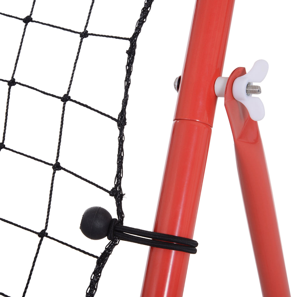 Rede de Rebote de Metal Rede de Rebote com Ângulo Ajustável e 20 Cordas Elásticas para Treinamento de Futebol Tenis Beisebol Desportes 96x80x96cm Vermelho — foto 8