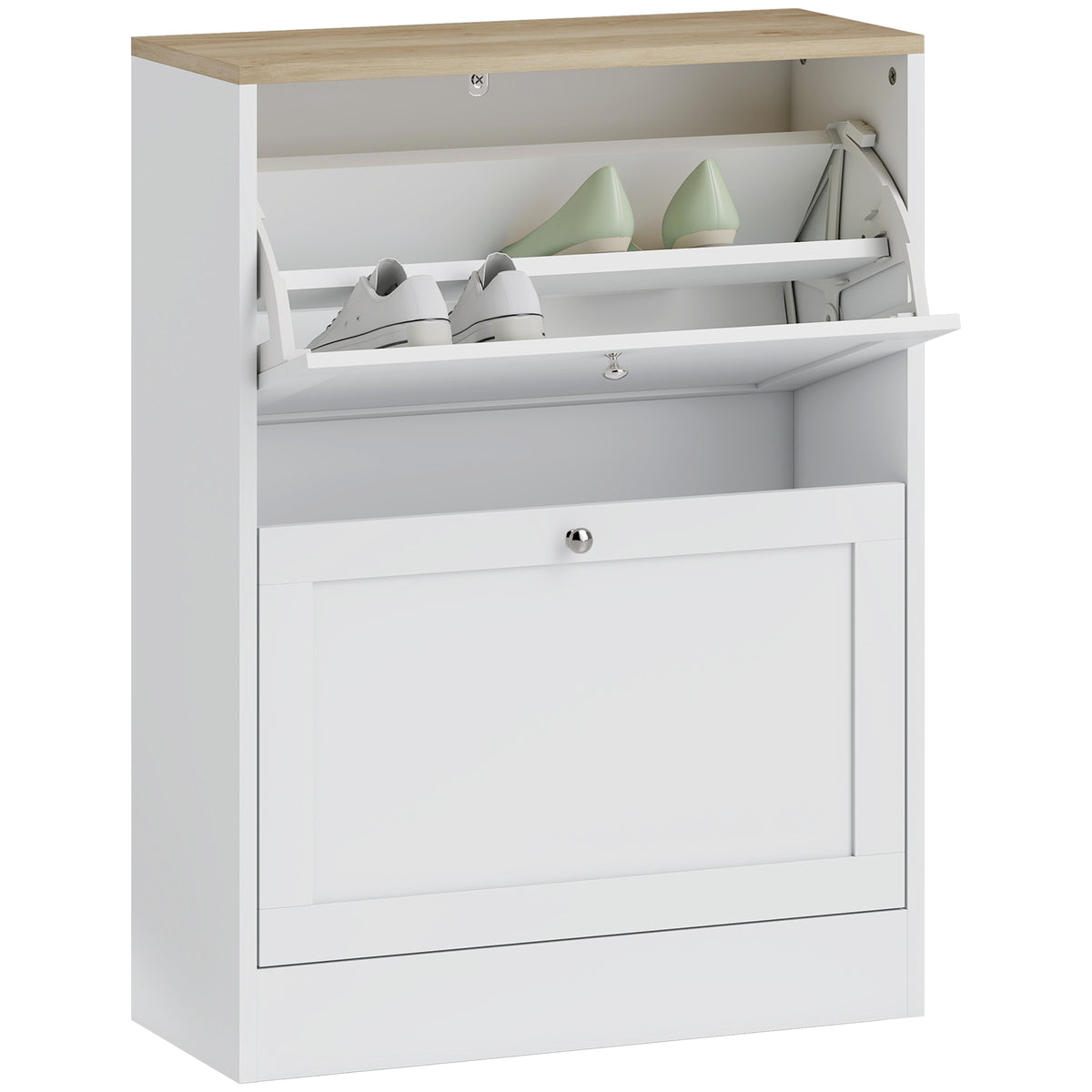 Sapateira Estreita com 2 Portas Sapateira para Entrada com Prateleiras Ajustáveis para 12 Pares de Sapatos 60x24x80 cm Branco — foto 1