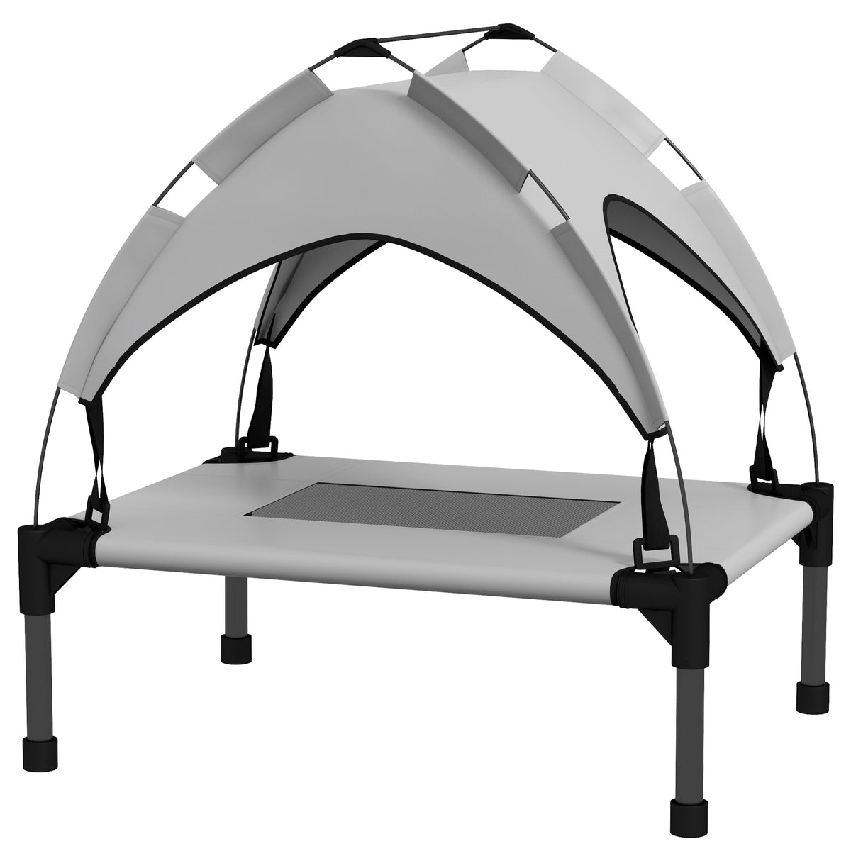 Cama para Cães Cama para Cão Elevada Dossel Anti UV Oxford Bolsa de Transporte Incluída 61x46x63 cm Cinza — foto 1