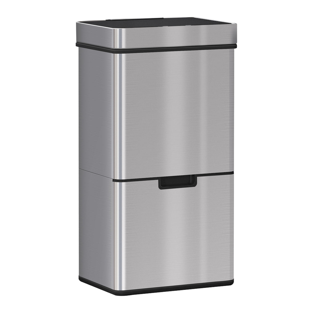 Balde de Lixo 72 L com Abertura Automática Balde de Lixo de Aço Inoxidável e Reciclagem para Cozinha 42x30x81 cm Prata — foto 1