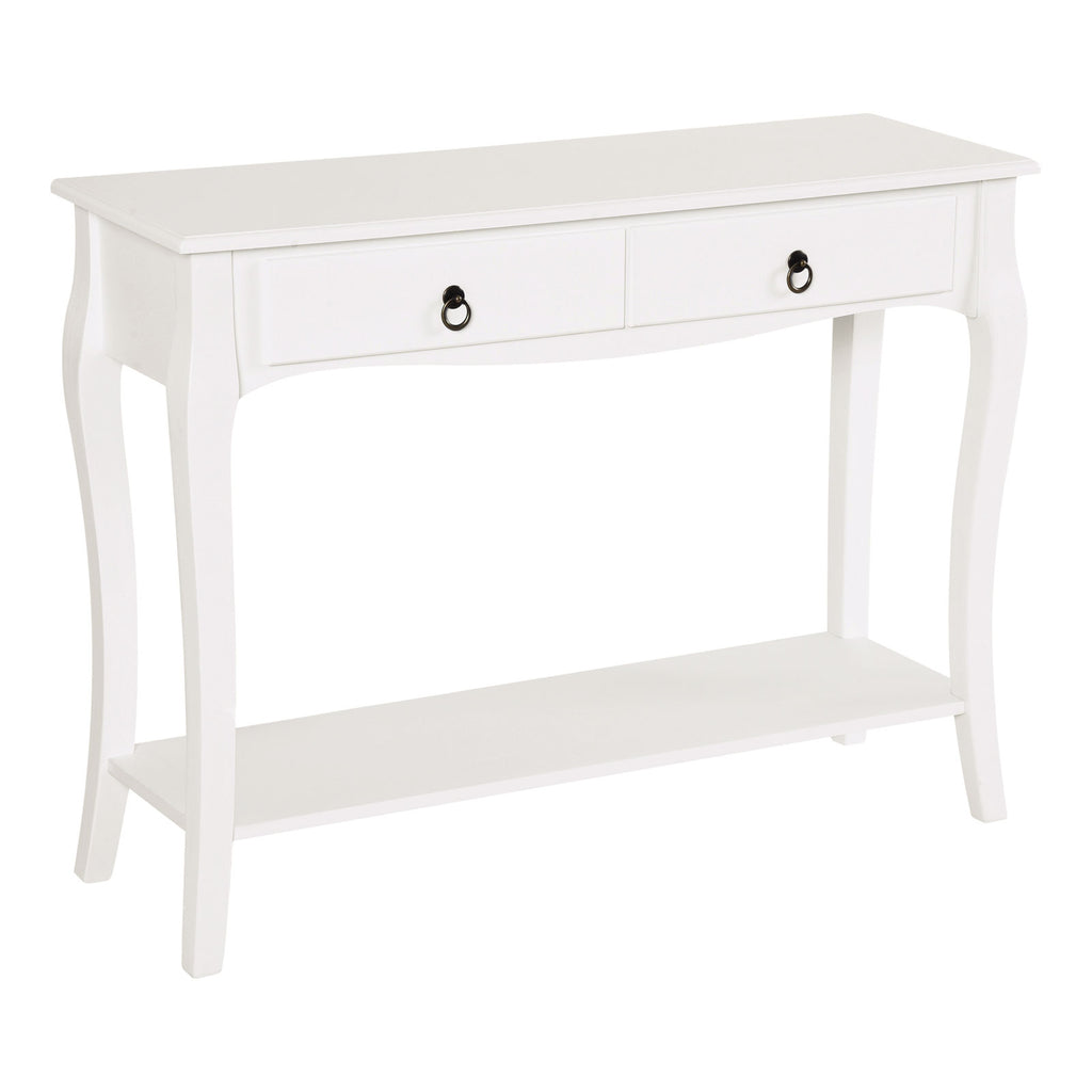 Mesa Tipo Consola para Sala de Estar Consola para Entrada com 2 Gavetas e Prateleira Inferior 100x33x75cm Branco — foto 1