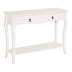 Mesa Tipo Consola para Sala de Estar Consola para Entrada com 2 Gavetas e Prateleira Inferior 100x33x75cm Branco — foto 1