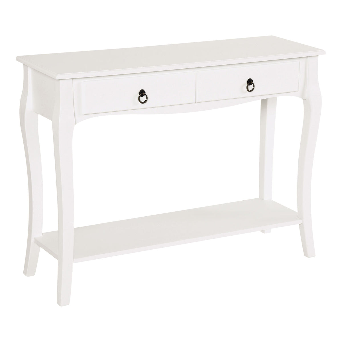 Mesa Tipo Consola para Sala de Estar Consola para Entrada com 2 Gavetas e Prateleira Inferior 100x33x75cm Branco — foto 1
