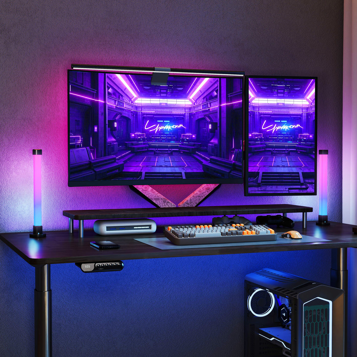 Conjunto de 2 Candeeiros de Mesa Candeeiros de Mesa LED com Controlo Remoto App Bluetooth Sincronização com Música e Temporizador para Sala de Estar Sala de Jogos Dormitório 6x6x32,5 cm Branco — foto 2
